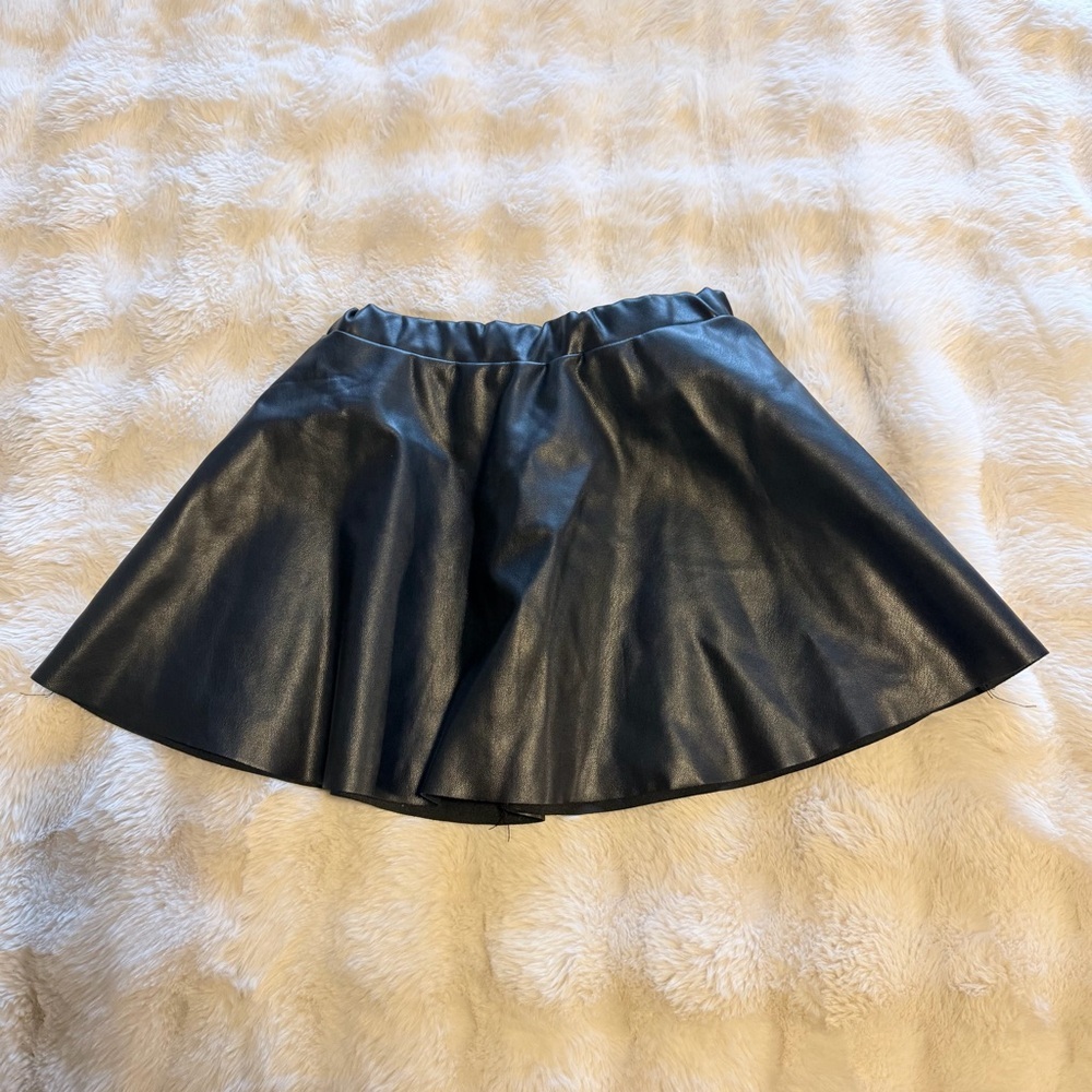 H&M Shiny Black Faux Leather Skater Skirt